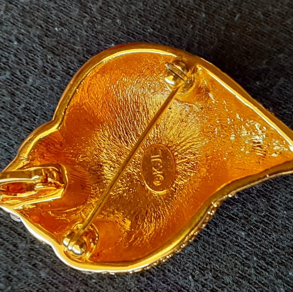 Vintage Gold Kenneth Jay Lane Conch Seashell Brooch & Earring JKL Jewelry Set - Picture 6 of 7